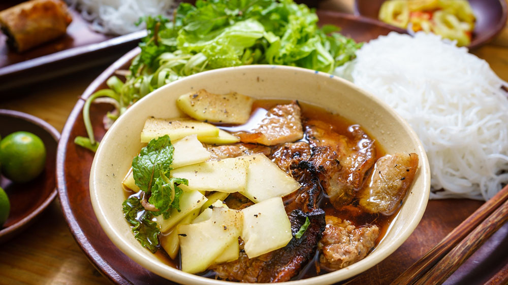 Bun Cha meal in Hanoi, Vietnam.