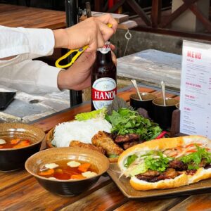 Bun Cha Khoi table presentation in Tay Ho, Hanoi.